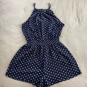 Blue/White Polka Dot Romper
